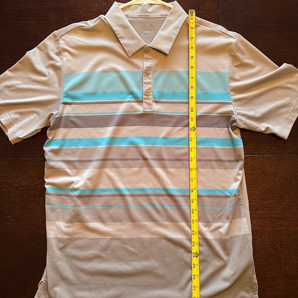 Men's Striped Polo Shirt - Beige and Blue